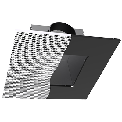 Perforated ceiling diffuser for exhaust